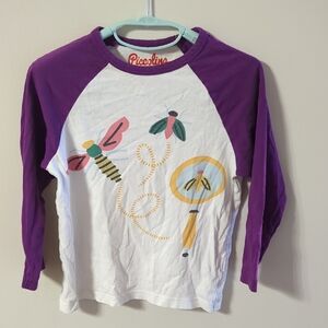 Piccolina Purple and White Kids Raglan Shirt 3T